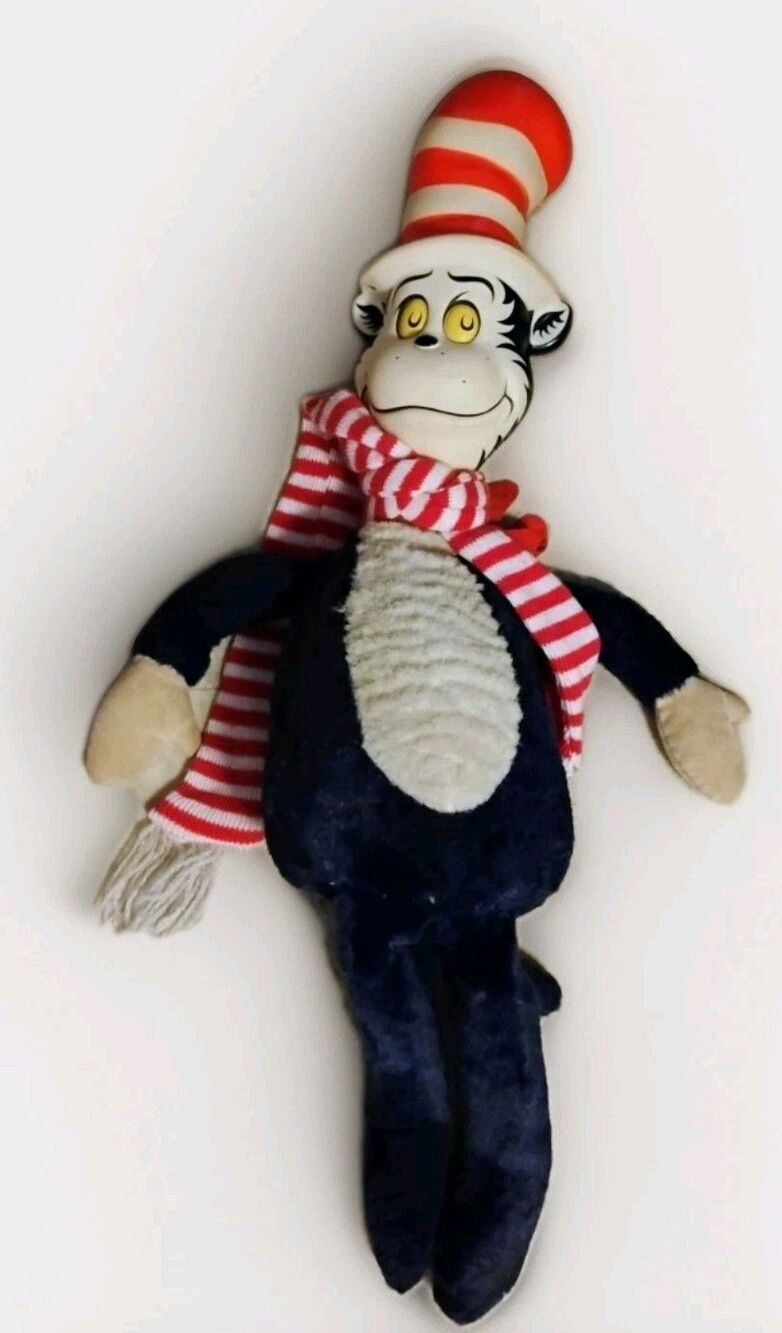 Vintage 1970 Mattel Talking Cat in the Hat Plush Dr. Seuss Doll No String 24"